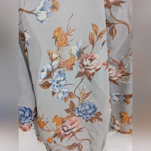 Floral Open Front M Kimono Boho Office Tasel Beach Cardigan (#1,326)‎ - Picture 9 of 12